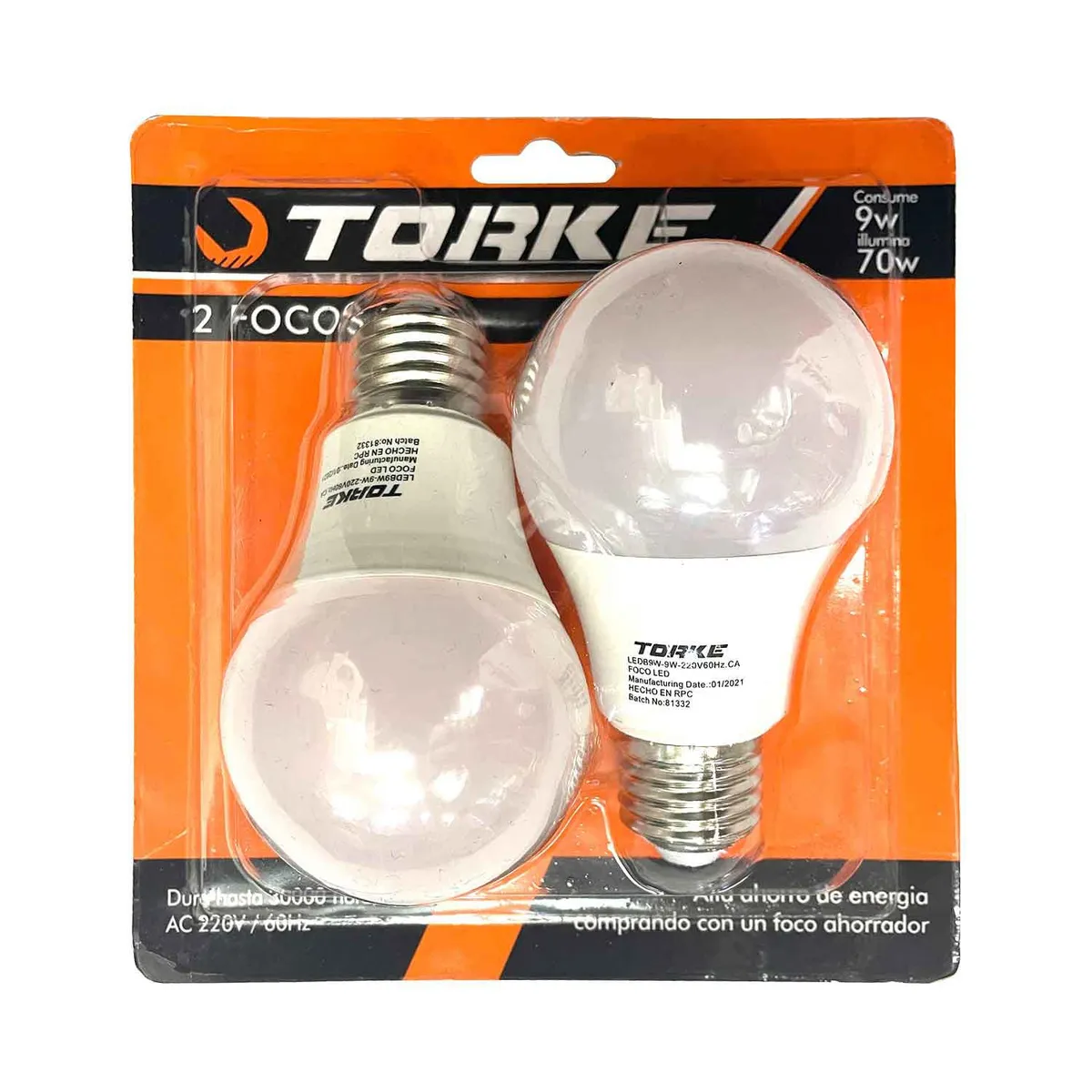 TORKE - Foco Led Pack X2 9W Lb