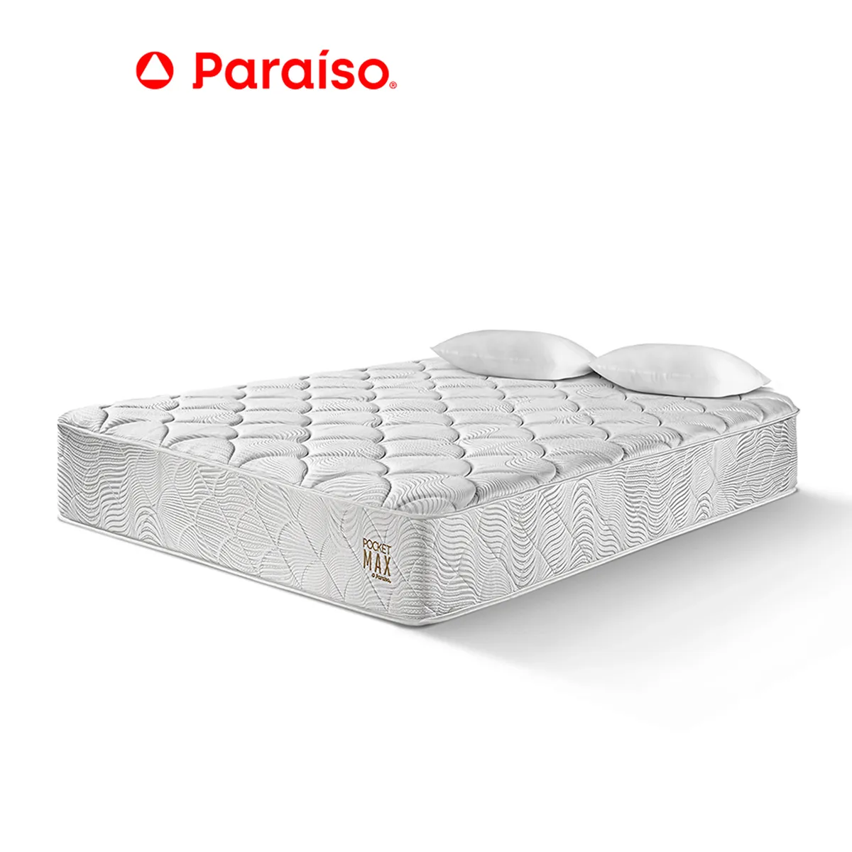 PARAISO - Colchon Pocket Max 2 Plazas + 2 Almohadas + Protector