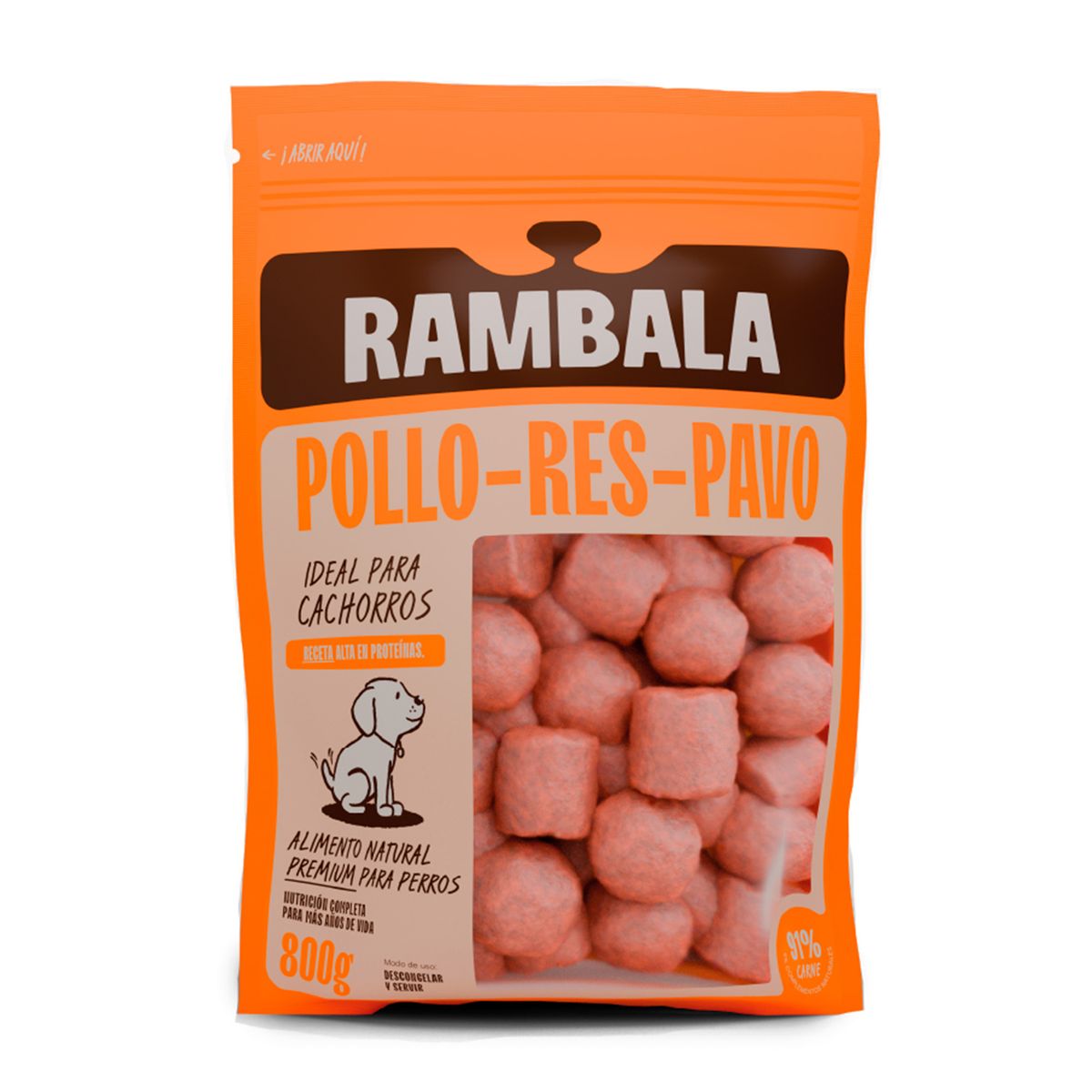 RAMBALA - Alimento para Perro Congelado Pollo Res Pavo Rambala Doypack 800 g