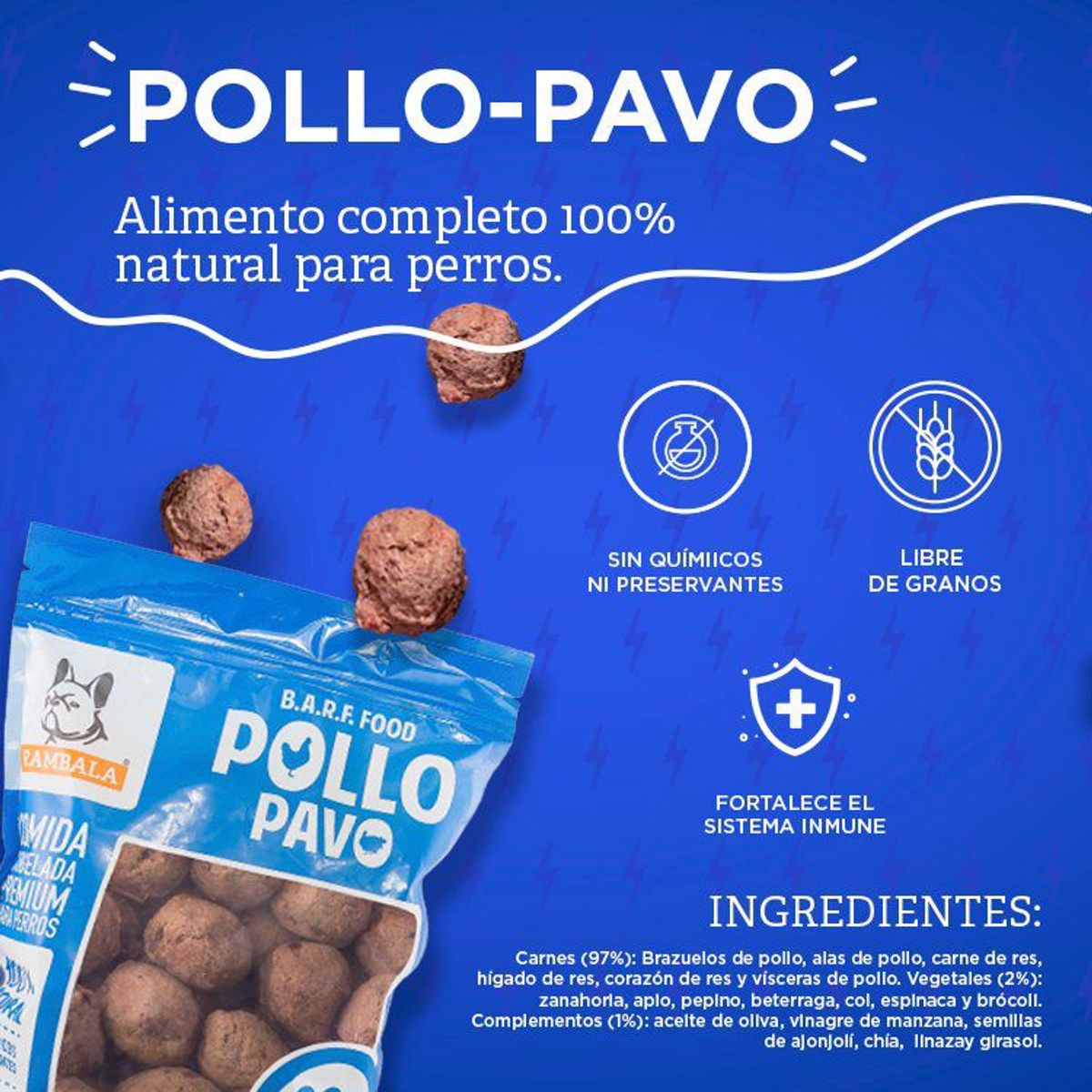 RAMBALA - Alimento Congelado para Perro Pollo Pavo Rambala Doypack 800 g