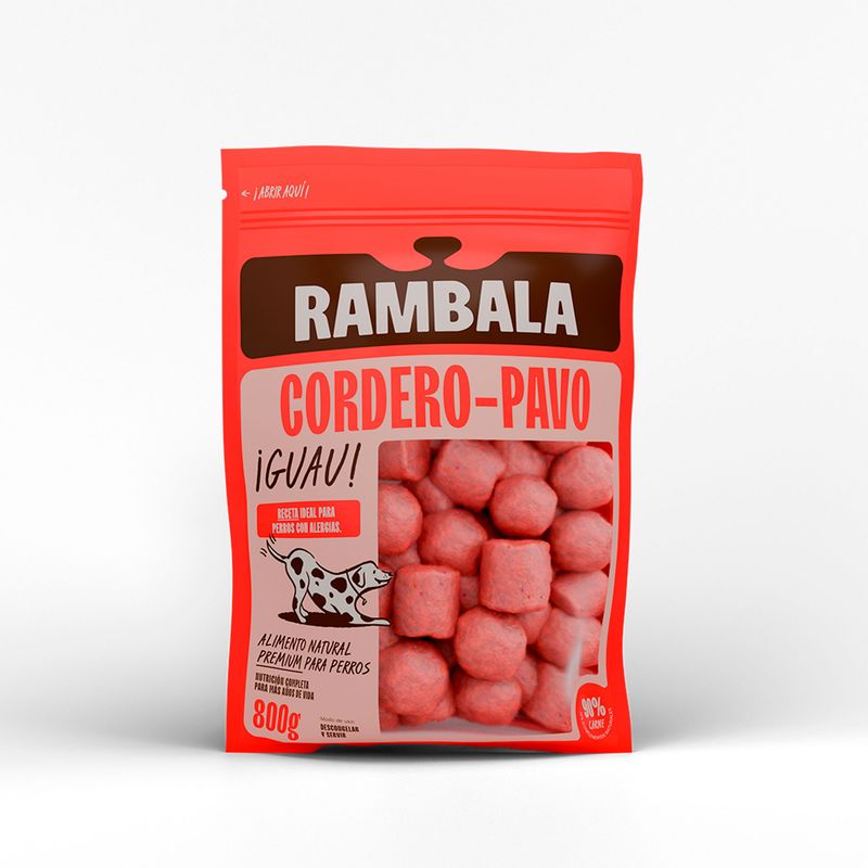 RAMBALA - Alimento Congelado para Perros Cordero con Pavo Rambala