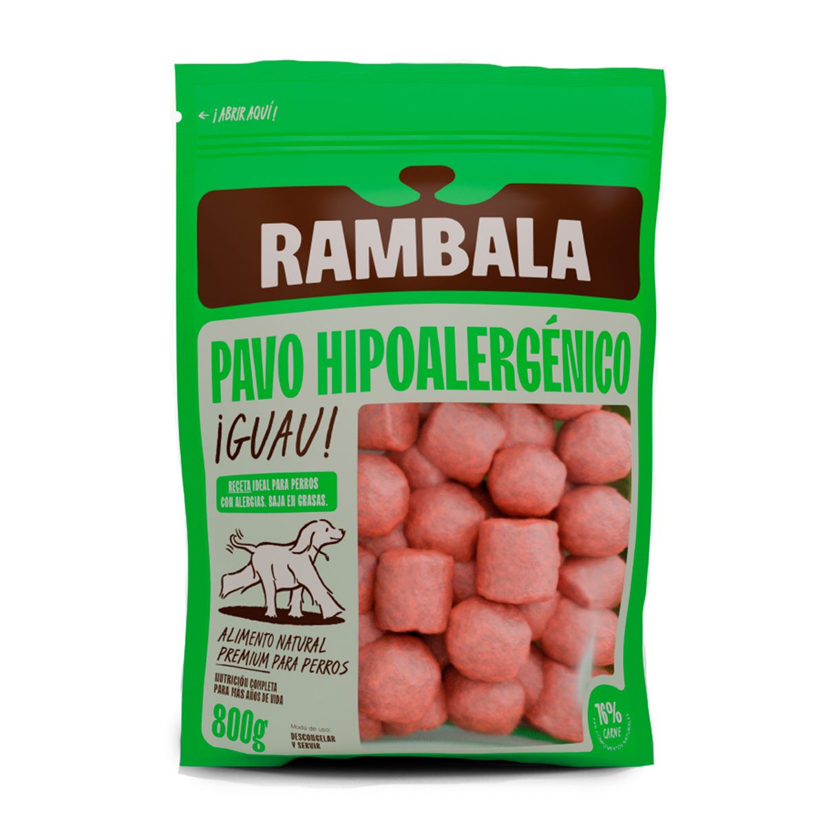 RAMBALA - Alimento Congelado para Perro Pavo Hipoalergénico Rambala Doypack 800 g