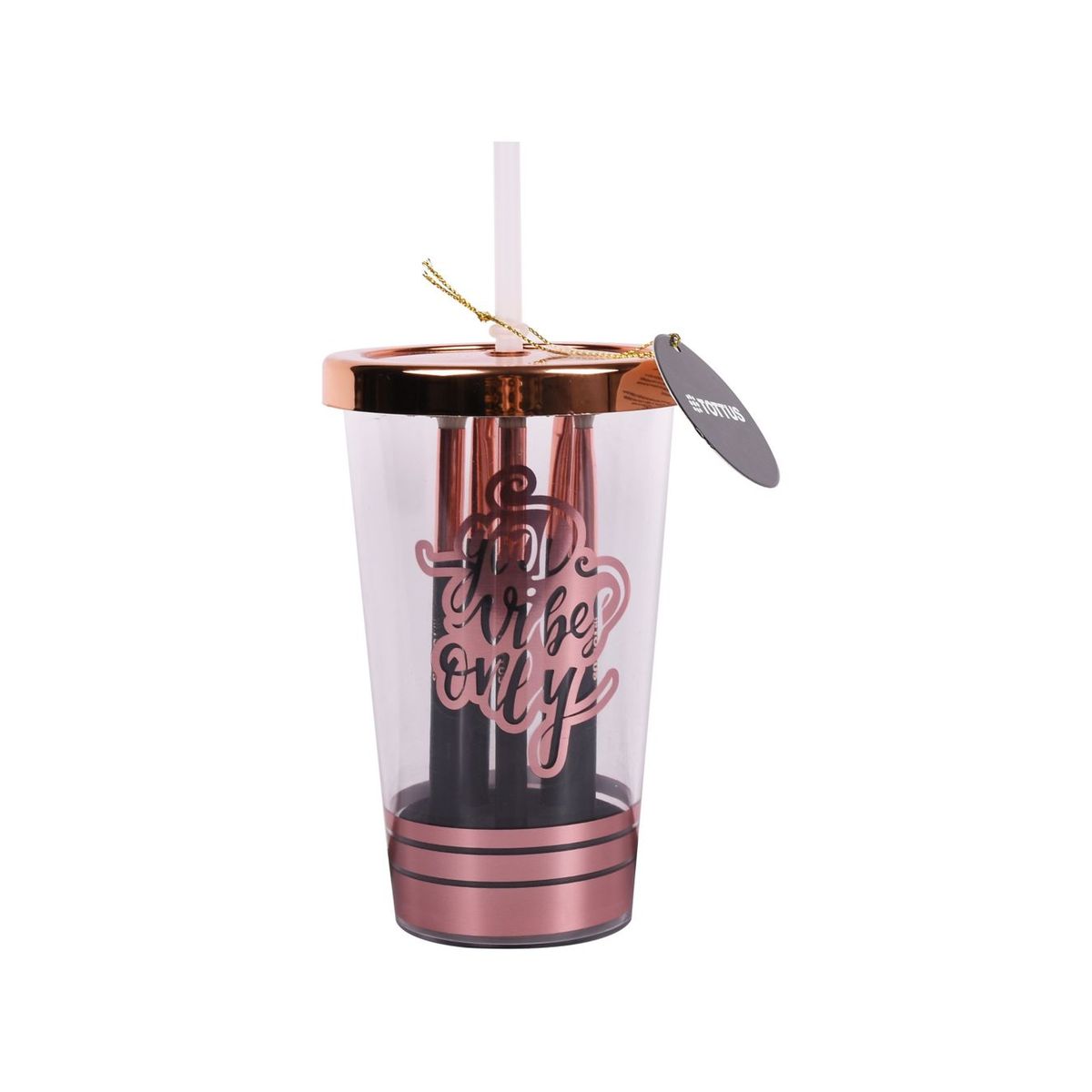 TOTTUS - Set de 5 Brochas de Maquillaje Tottus con Vaso