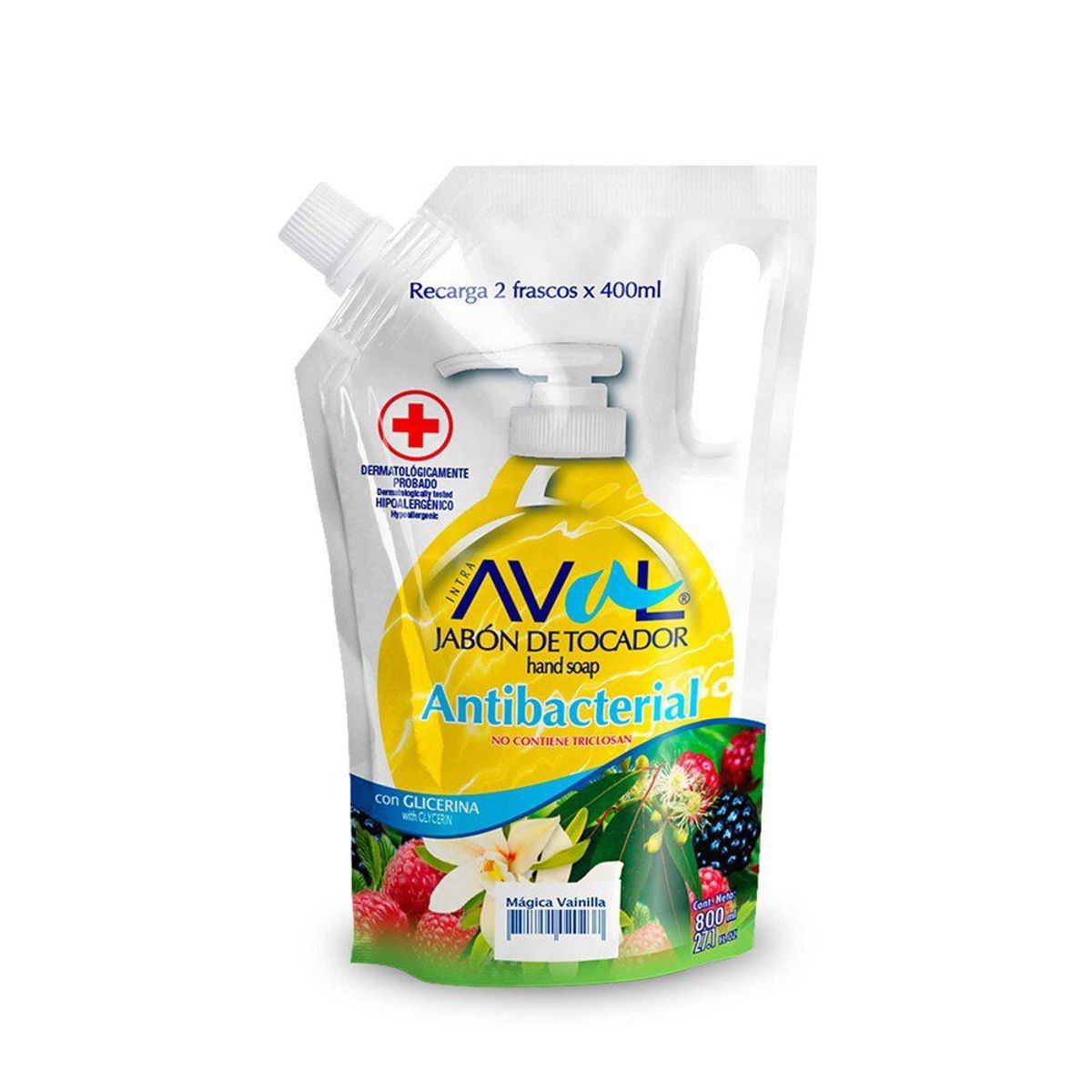 AVAL - Jabón Líquido Aval Antibacterial Vainilla Doypack 800 mL