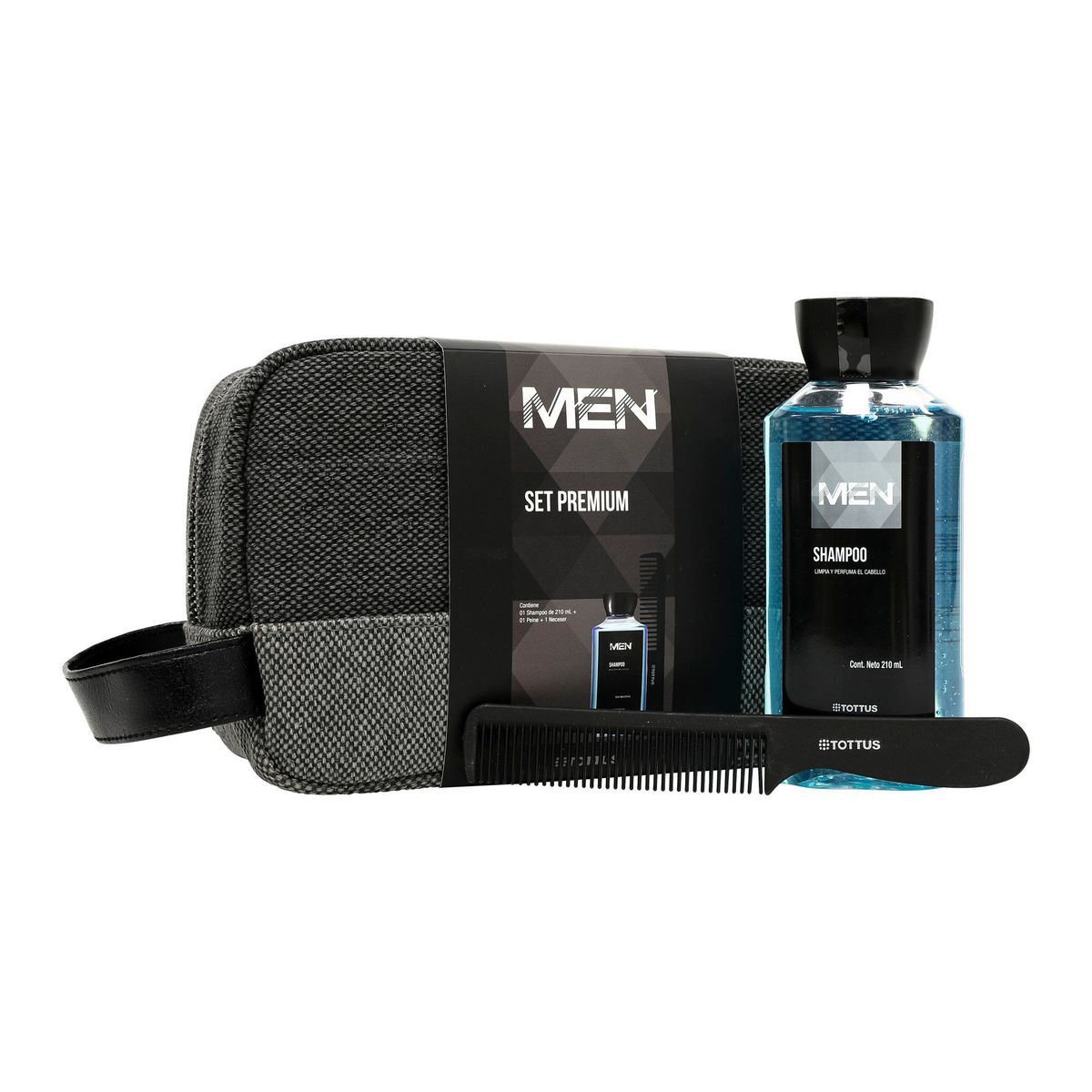 TOTTUS - Set Navideño para Hombre Tottus Shampoo 210 mL + Peine + Neceser