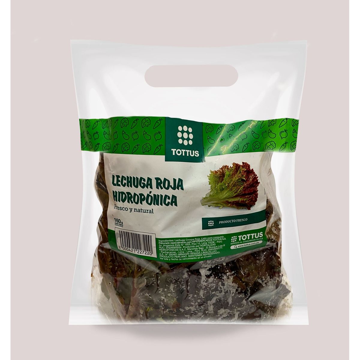 TOTTUS VERDURAS - Lechuga Crespa Roja Hidropónica Tottus