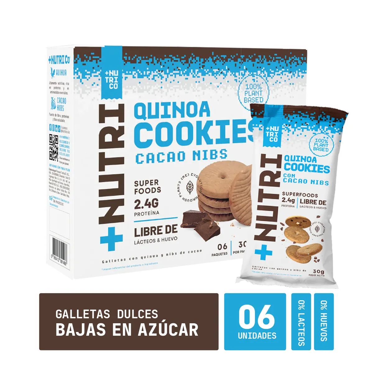 NUTRISHAKE ANDINO - Galletas Nutri Co Quinua y Nibs de Cacao Caja 6 Und