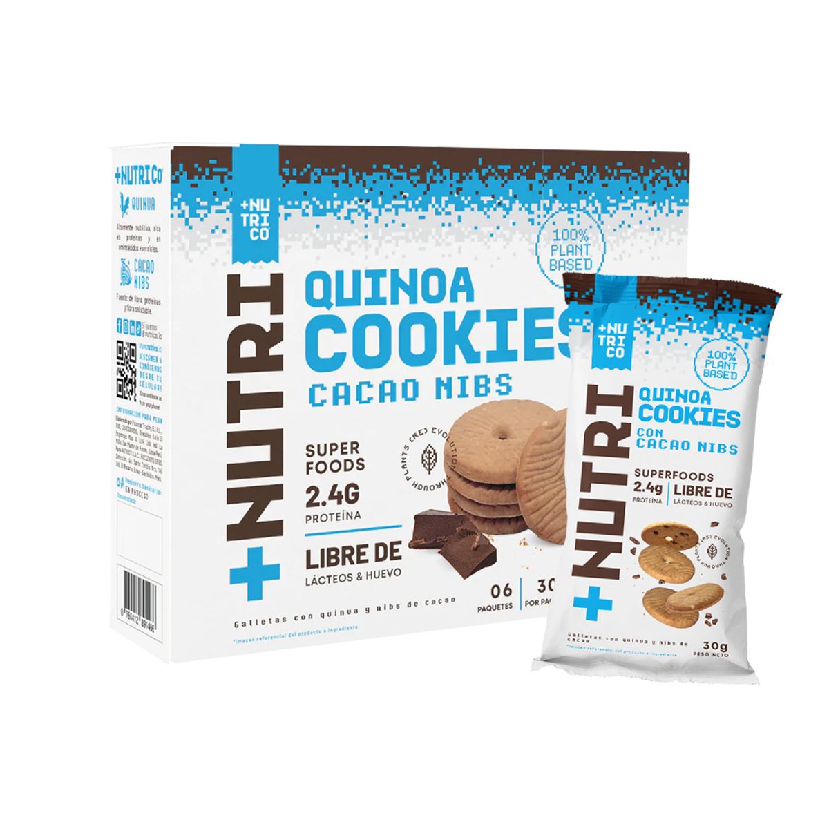 NUTRISHAKE ANDINO - Galletas Nutri Co Quinua y Nibs de Cacao Caja 6 Und