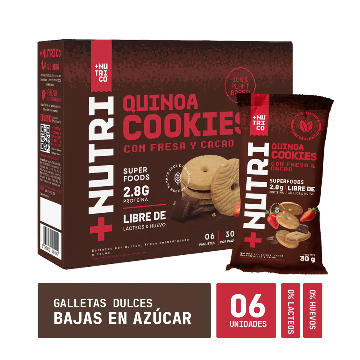 NUTRISHAKE ANDINO - Galletas Nutri Co Quinua Fresa y Cacao Caja 6 Und