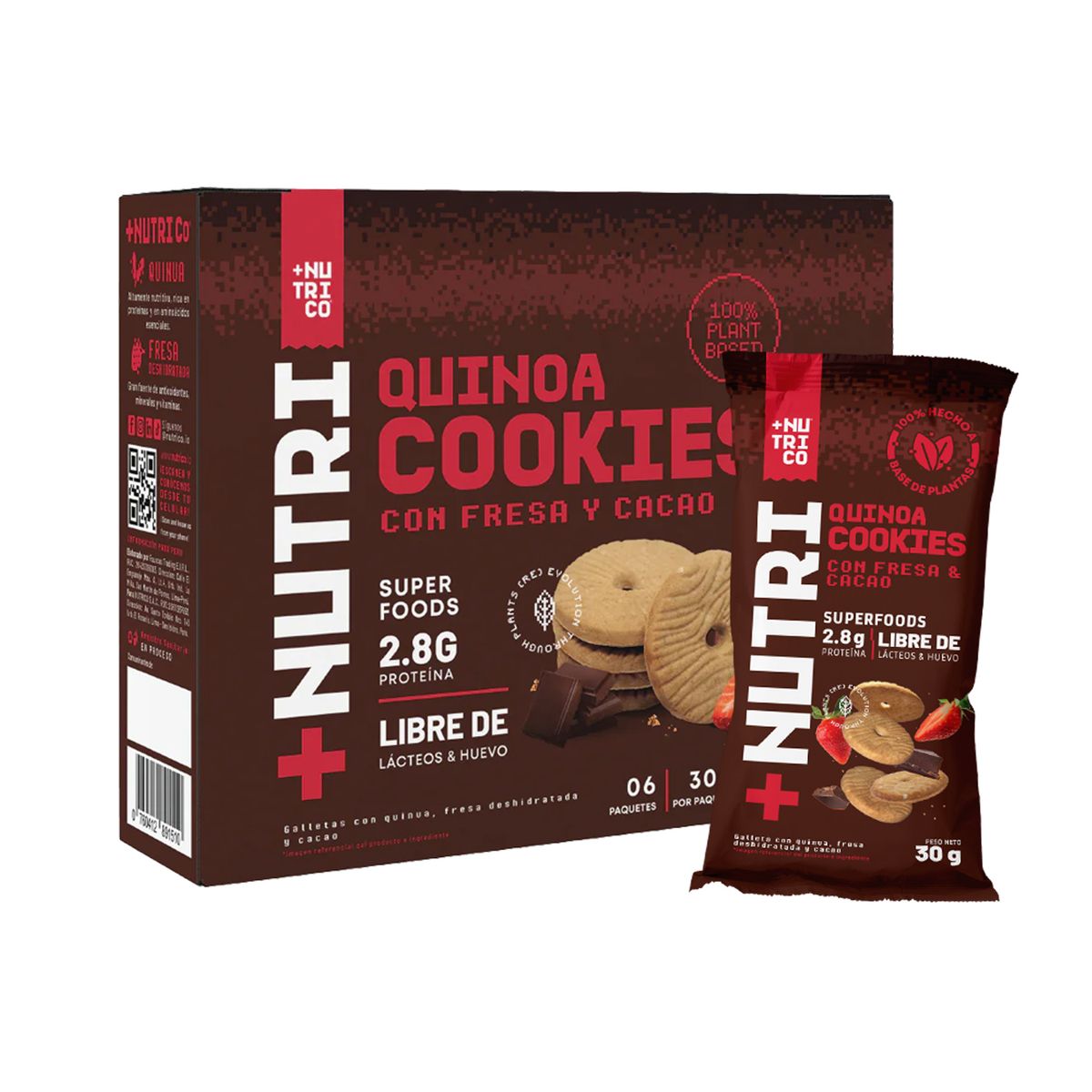 NUTRISHAKE ANDINO - Galletas Nutri Co Quinua Fresa y Cacao Caja 6 Und