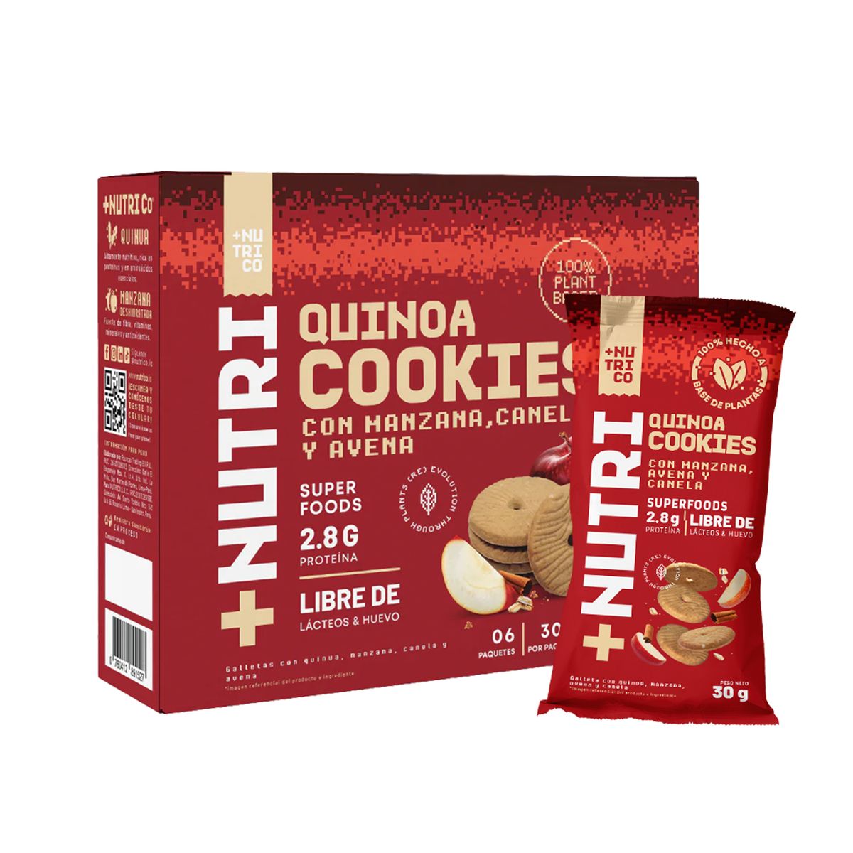NUTRISHAKE ANDINO - Galletas Nutri Co Quinua y Manzana Caja 6 Und