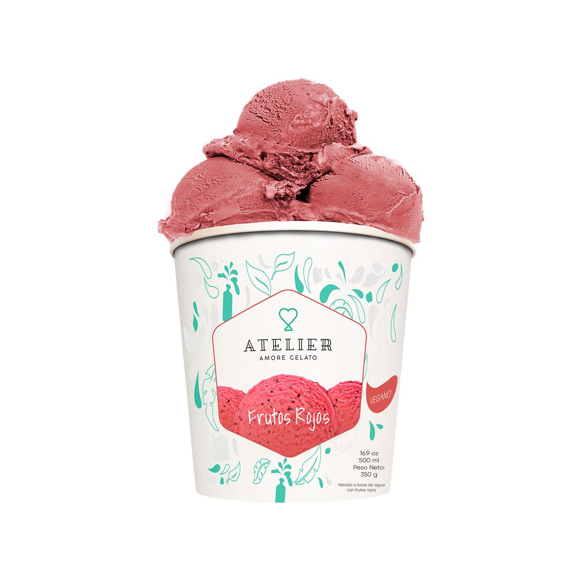 ATELIER GELATO - Helado Vegano Atelier Frutos Rojos Pote 500 mL