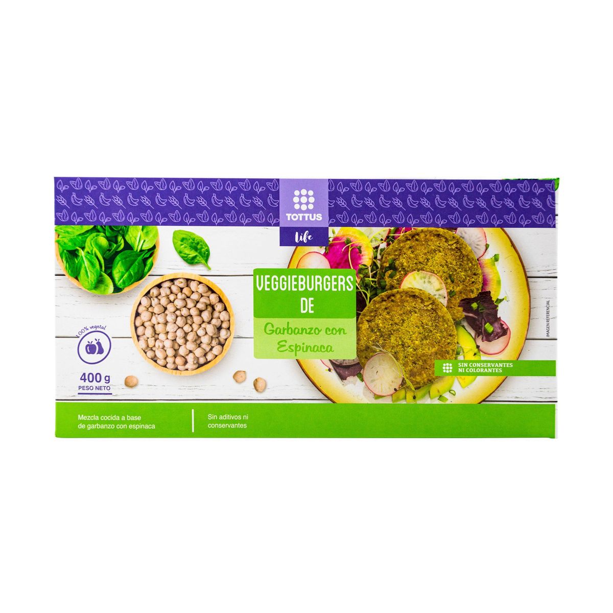 TOTTUS LIFE - Hamburguesas de Garbanzo Tottus Life Caja 400 g