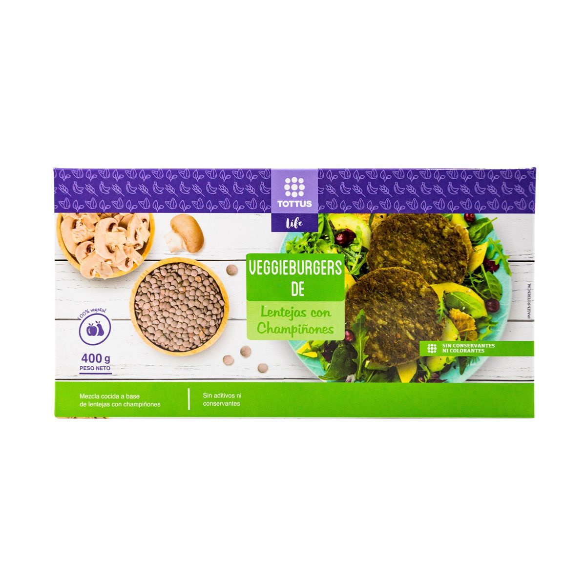 TOTTUS LIFE - Hamburguesas de Lentejas Tottus Life Caja 400 g