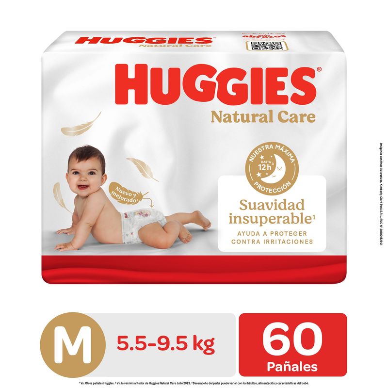 HUGGIES - Pañales Huggies Naural Care Talla M Empaque 60 Und