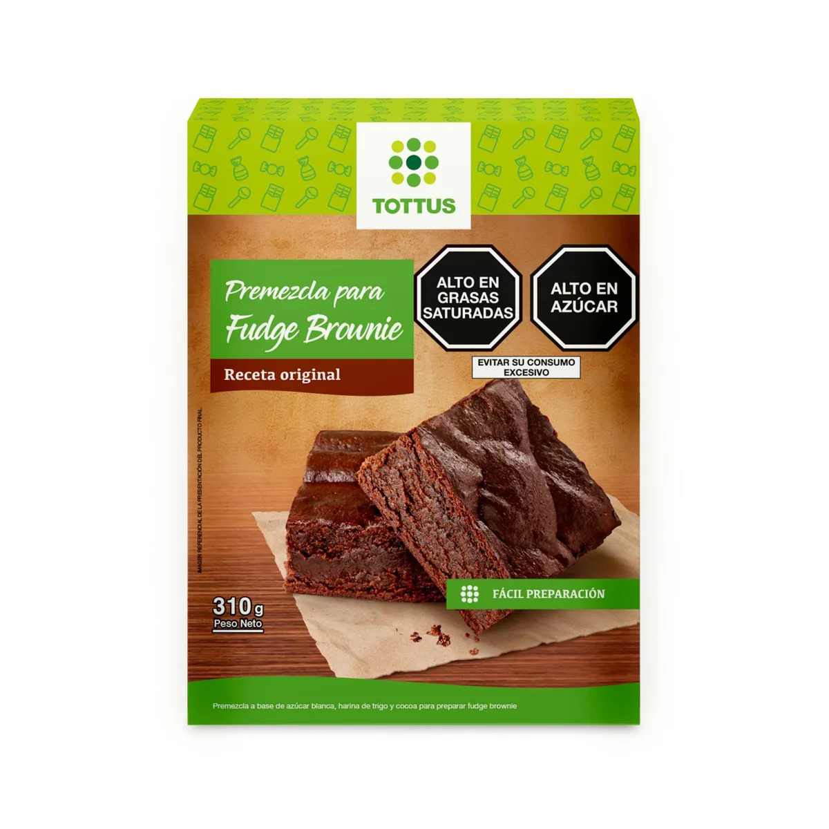 TOTTUS - Premezcla Tottus Fudge Brownie Caja 310 g