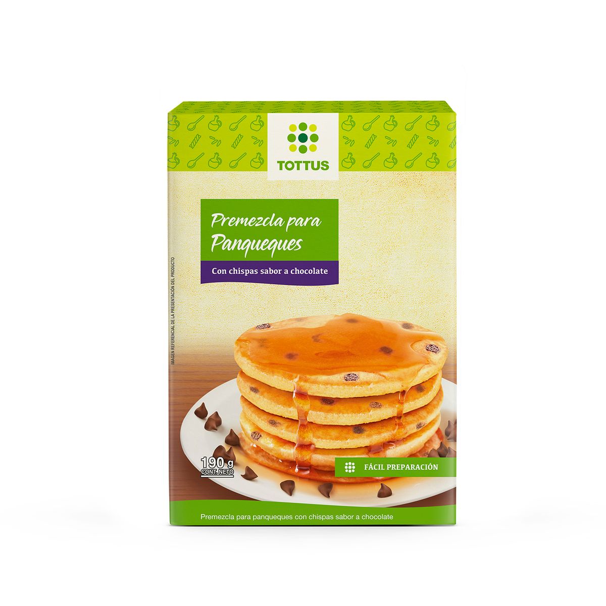 TOTTUS - Premezcla Tottus Panqueques con Chispas Sabor Chocolate Caja 190 g