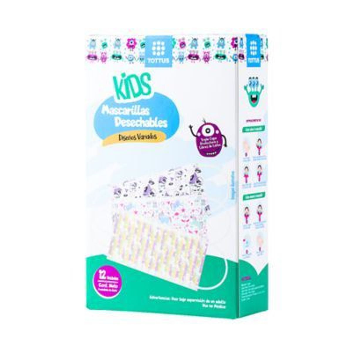 TOTTUS - Mascarillas Desechables para Niña Tottus Kids Caja 12 Und
