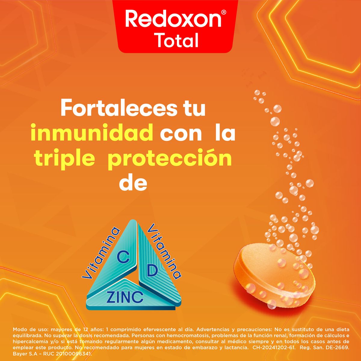 REDOXON - Suplemento Efervescente Redoxon Total Naranja Caja 30 Und