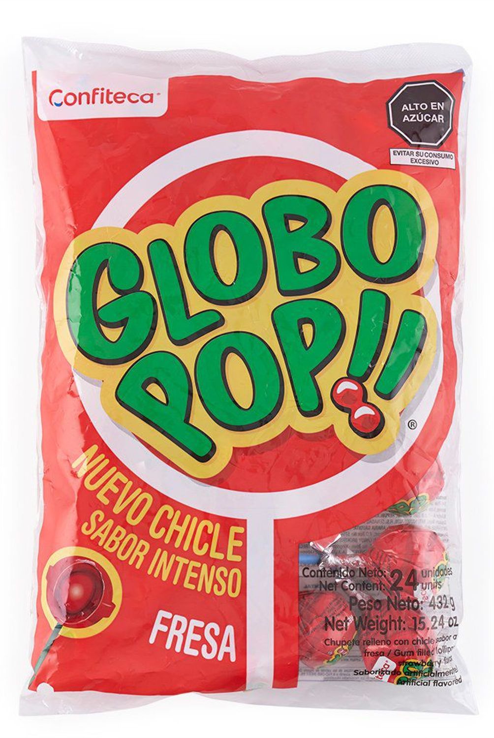 GLOBO POP - Chupetin Globo Pop Renovado Fresa Bolsa 432 g