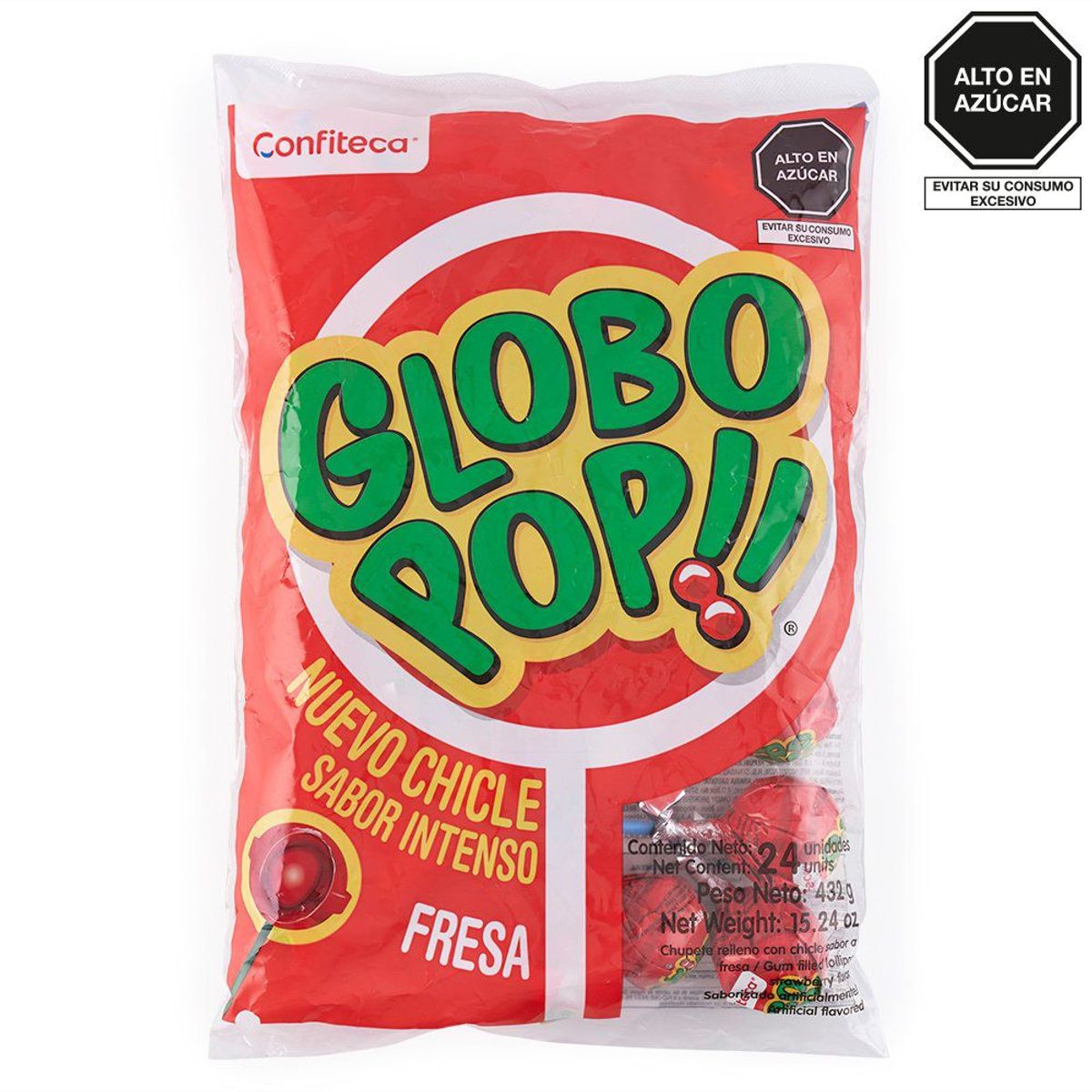 GLOBO POP - Chupetin Globo Pop Renovado Fresa Bolsa 432 g