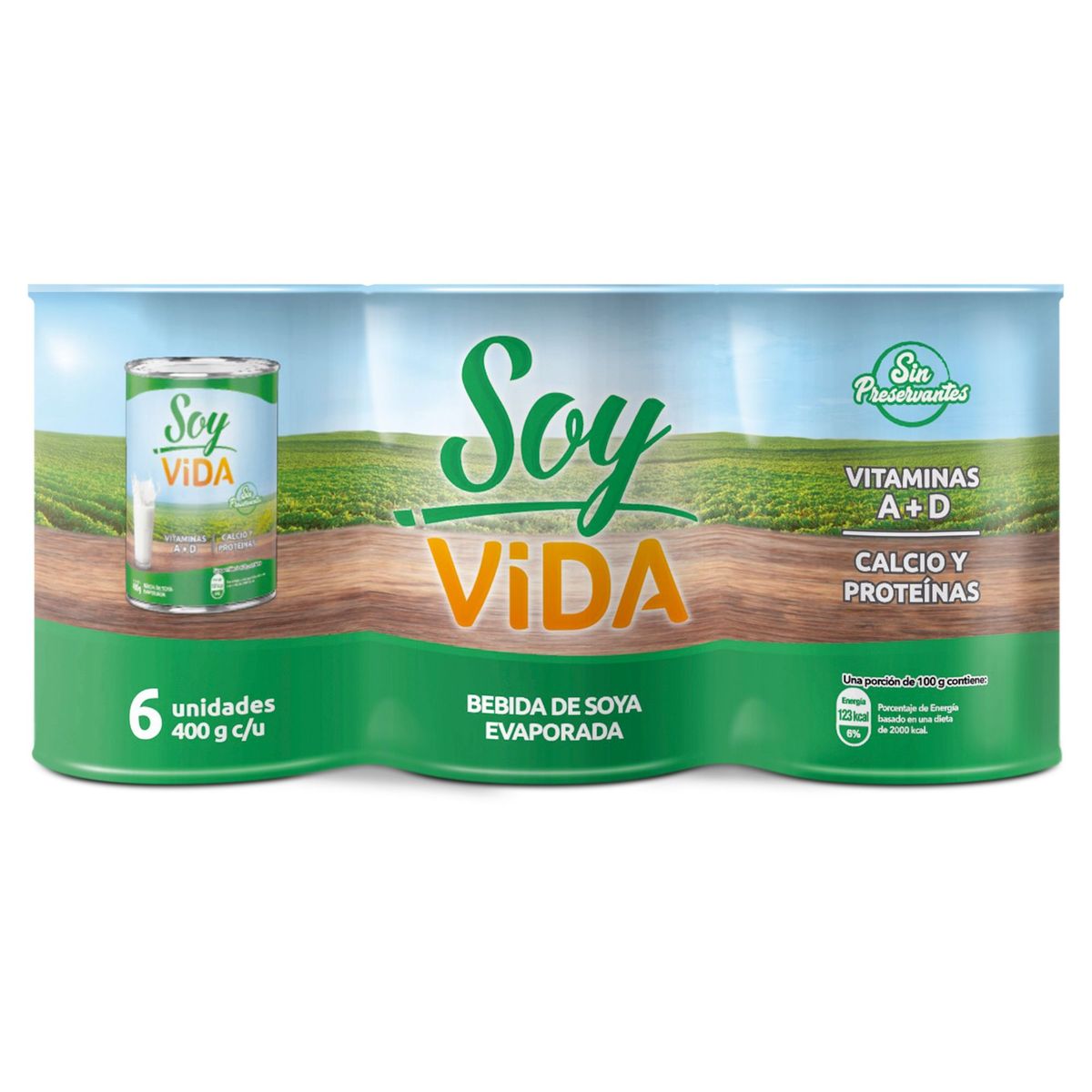 SOY VIDA - Bebida de Soya Soy Vida Evaporada Pack 6 Latas 400 g