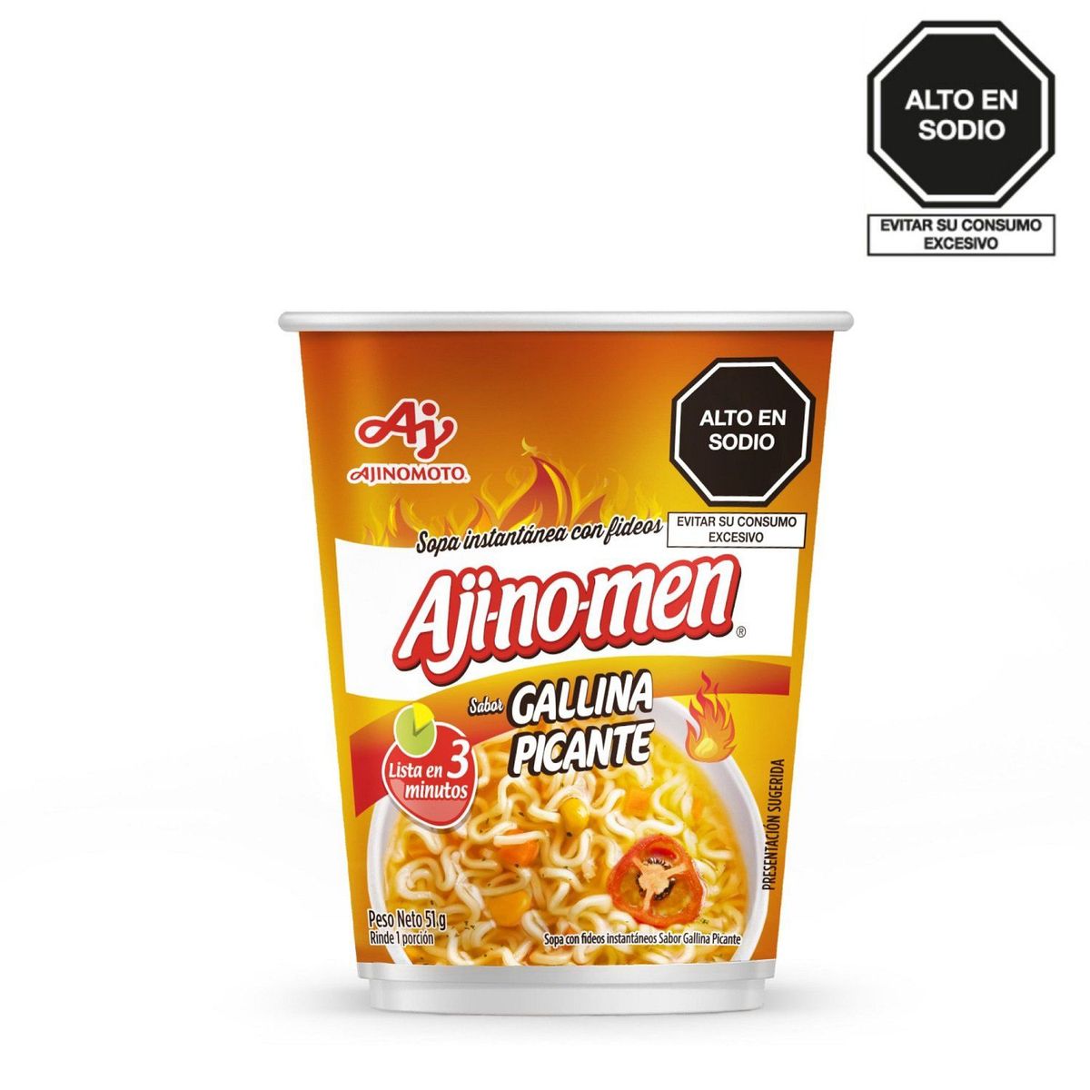 AJINOMEN - Sopa Instantánea Ajinomen Gallina Picante Vaso Envase 51 g
