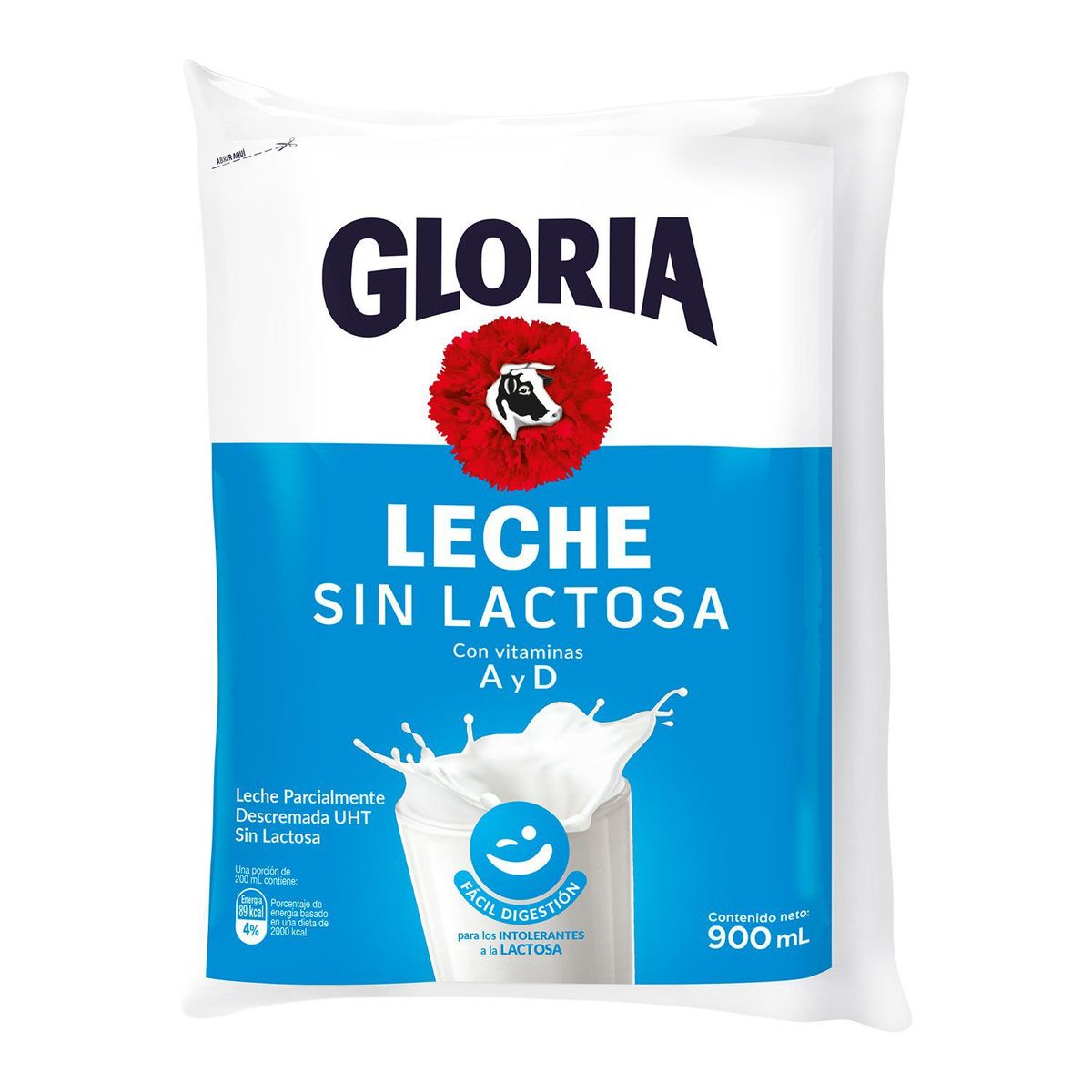 GLORIA - Leche UHT Gloria Sin Lactosa Bolsa 900 mL