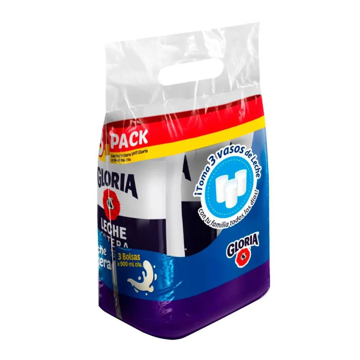 GLORIA - Leche Entera Gloria Pack 3 Bolsas 900 mL