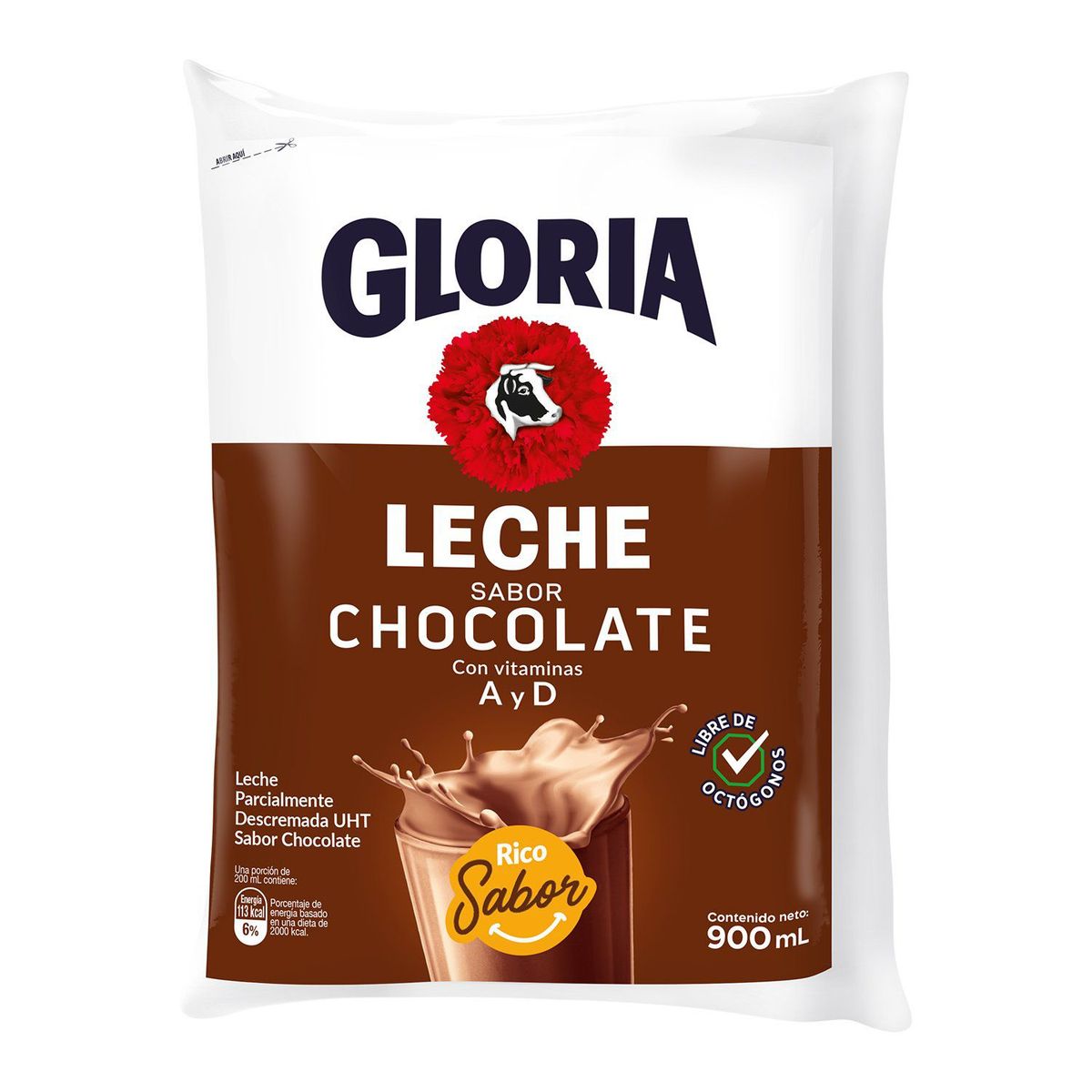 GLORIA - Leche UHT Chocolatada Gloria Bolsa 900 mL
