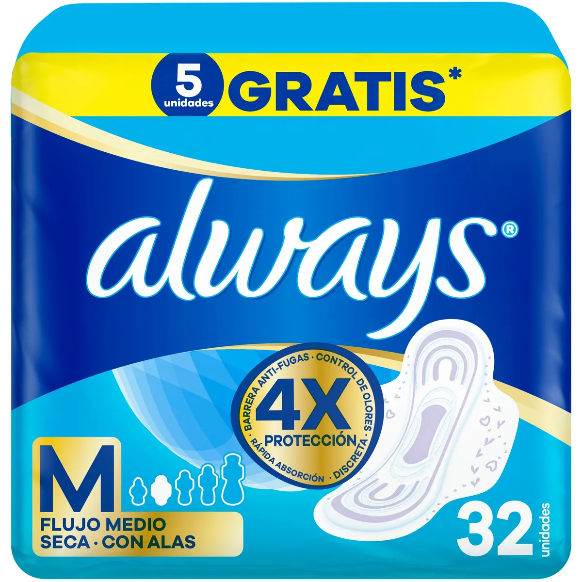 ALWAYS - Toallas Higiénicas Always Maxi Protección Seca Empaque 32 Und