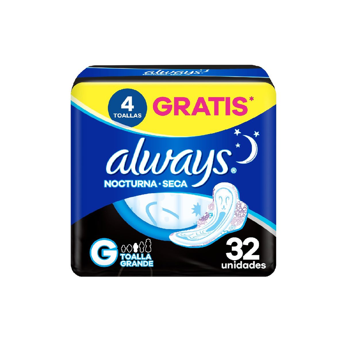 ALWAYS - Toallas Higiénicas Always Nocturna Seca Empaque 32 Und