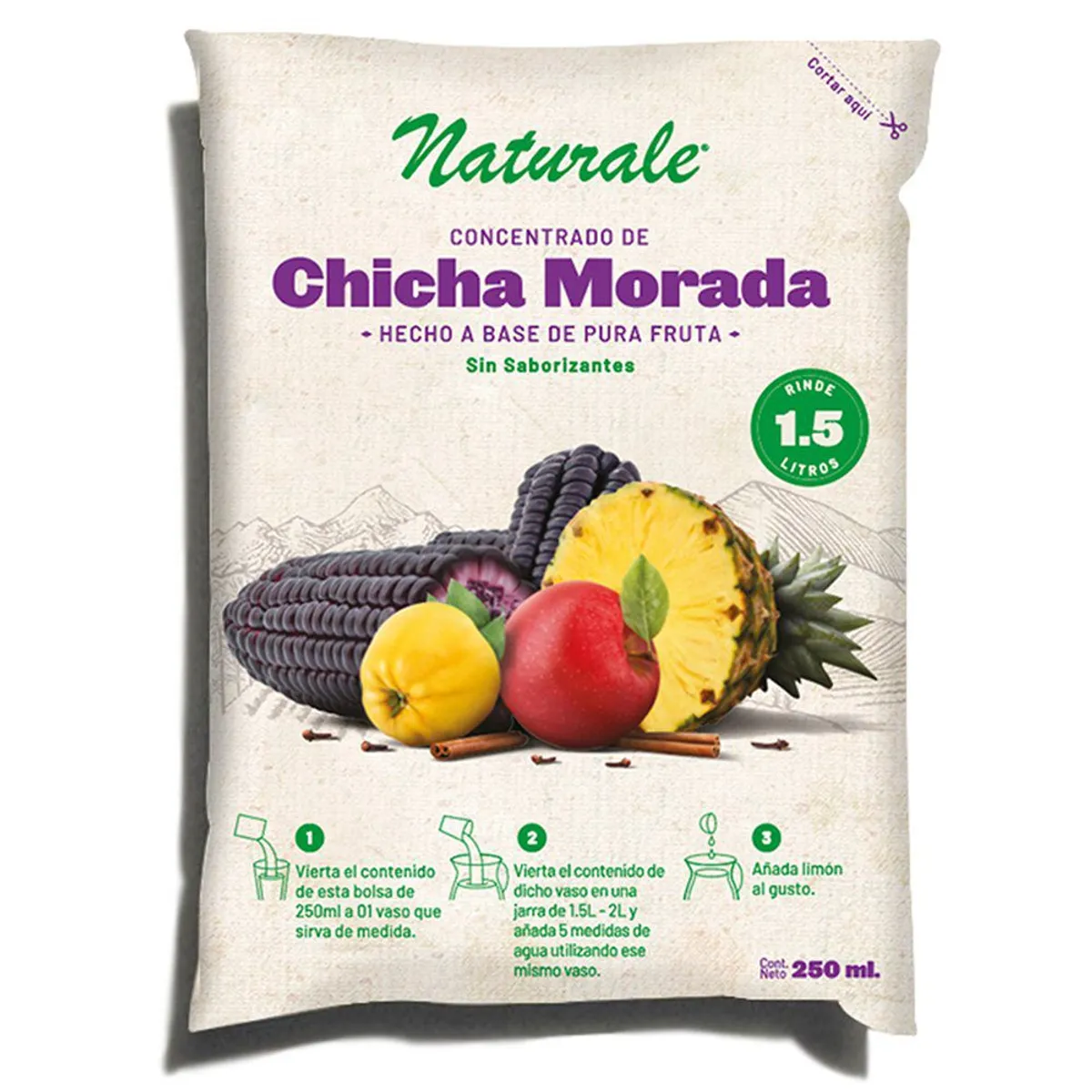 NATURALE - Concentrado de Chicha Morada Naturale Bolsa 250 mL
