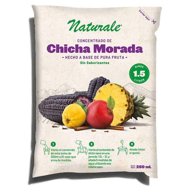 NATURALE - Concentrado Naturale Chicha Morada Bolsa 250 mL