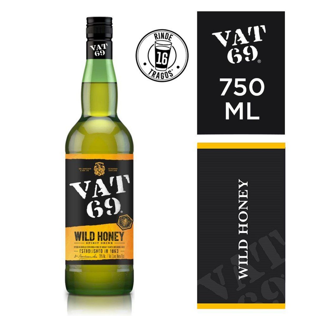 VAT69 - Whisky VAT69 Honey Botella 750 mL