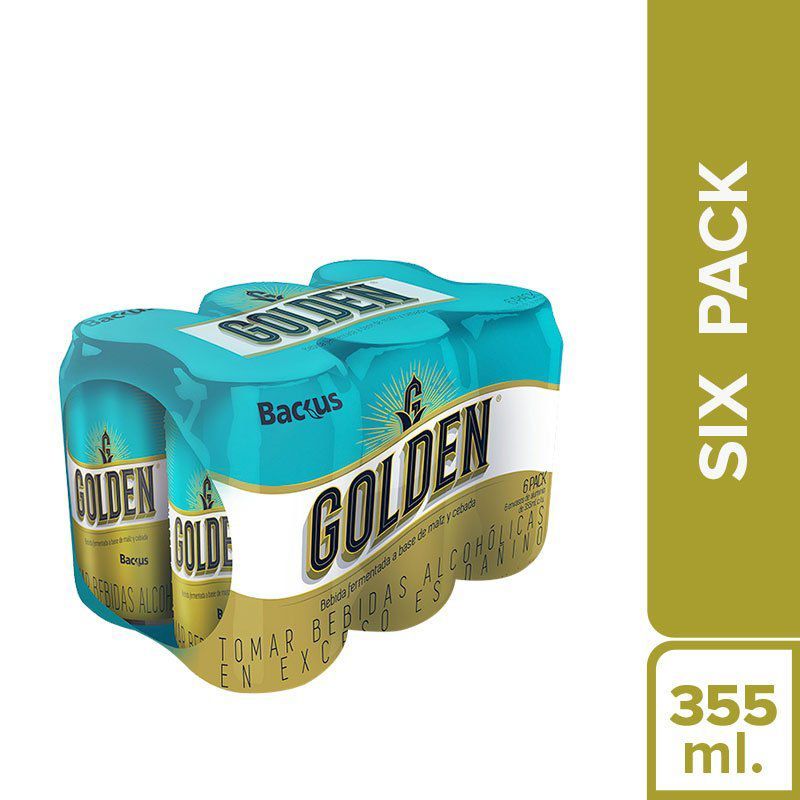 GOLDEN - Bebida de Maíz Cebada Fermentada Golden Pack 6 Latas 355 mL