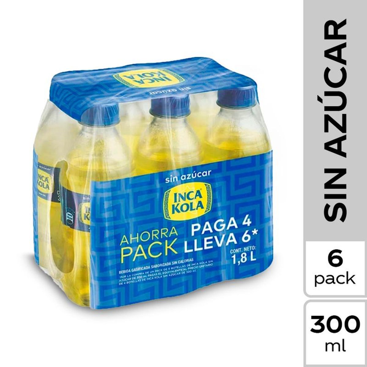 INCA KOLA - Inca Kola Sin Azúcar Sixpack Botella 300 mL