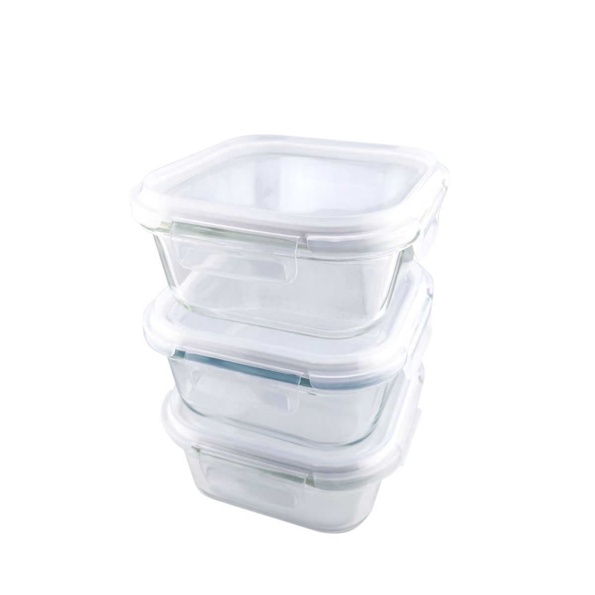 PRECIO UNO - Set x 3 Piezas Hermético Vidrio Cuadrado 800 ml