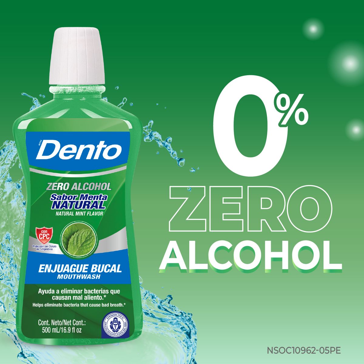 DENTO - Enjuague Bucal Dento Menta Natural Botella 980 mL