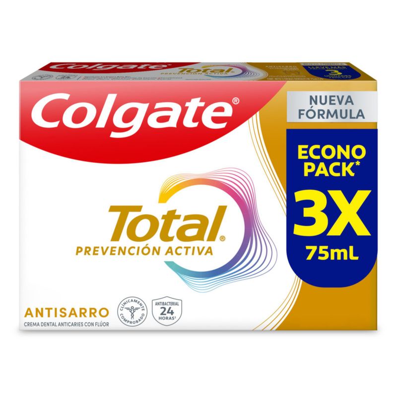 COLGATE - Pasta Dental Colgate Total 12 Antisarro Pack 3 Cajas 75 mL