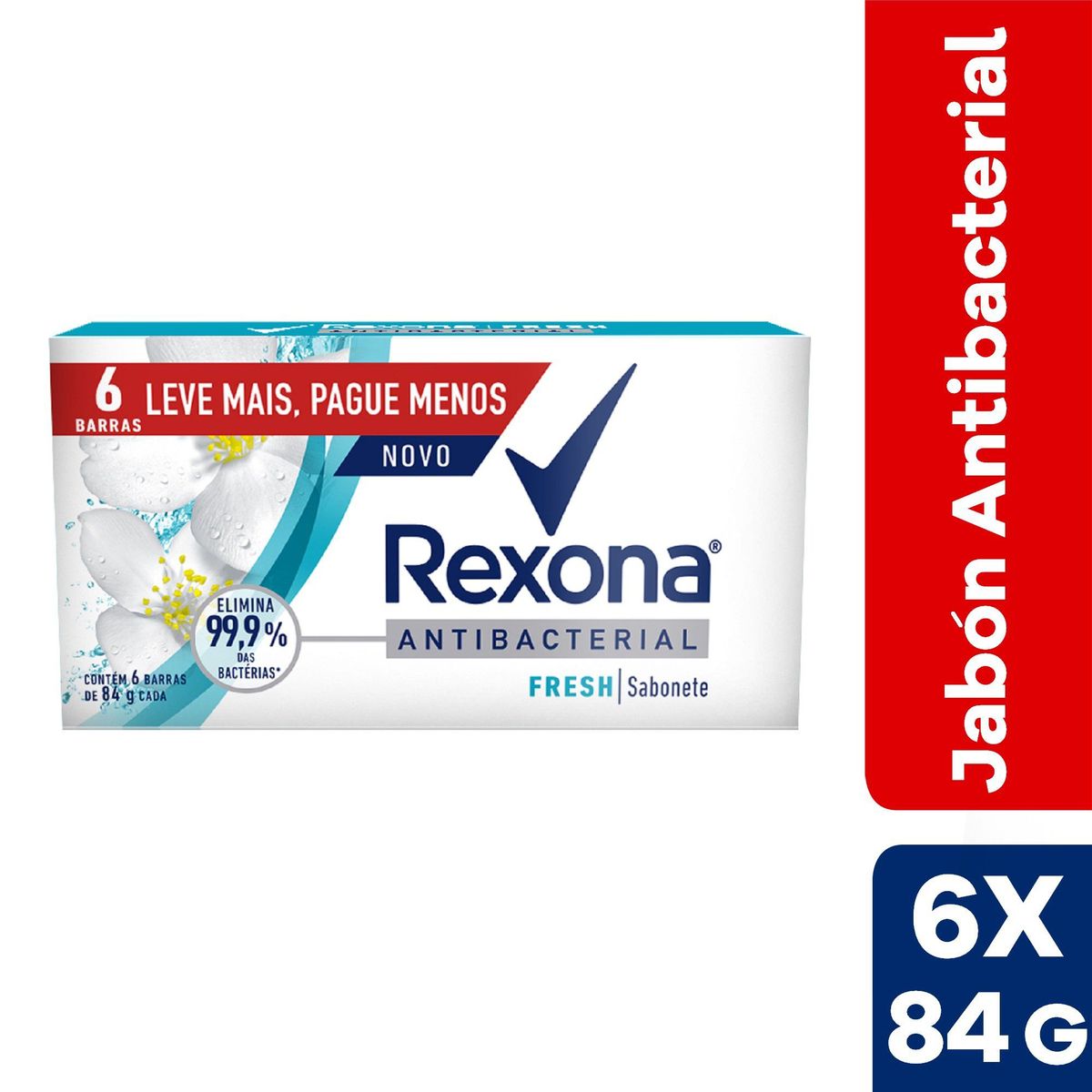 REXONA - Jabón de Tocador en Barra Rexona Antibacterial Fresh Empaque 6 Und