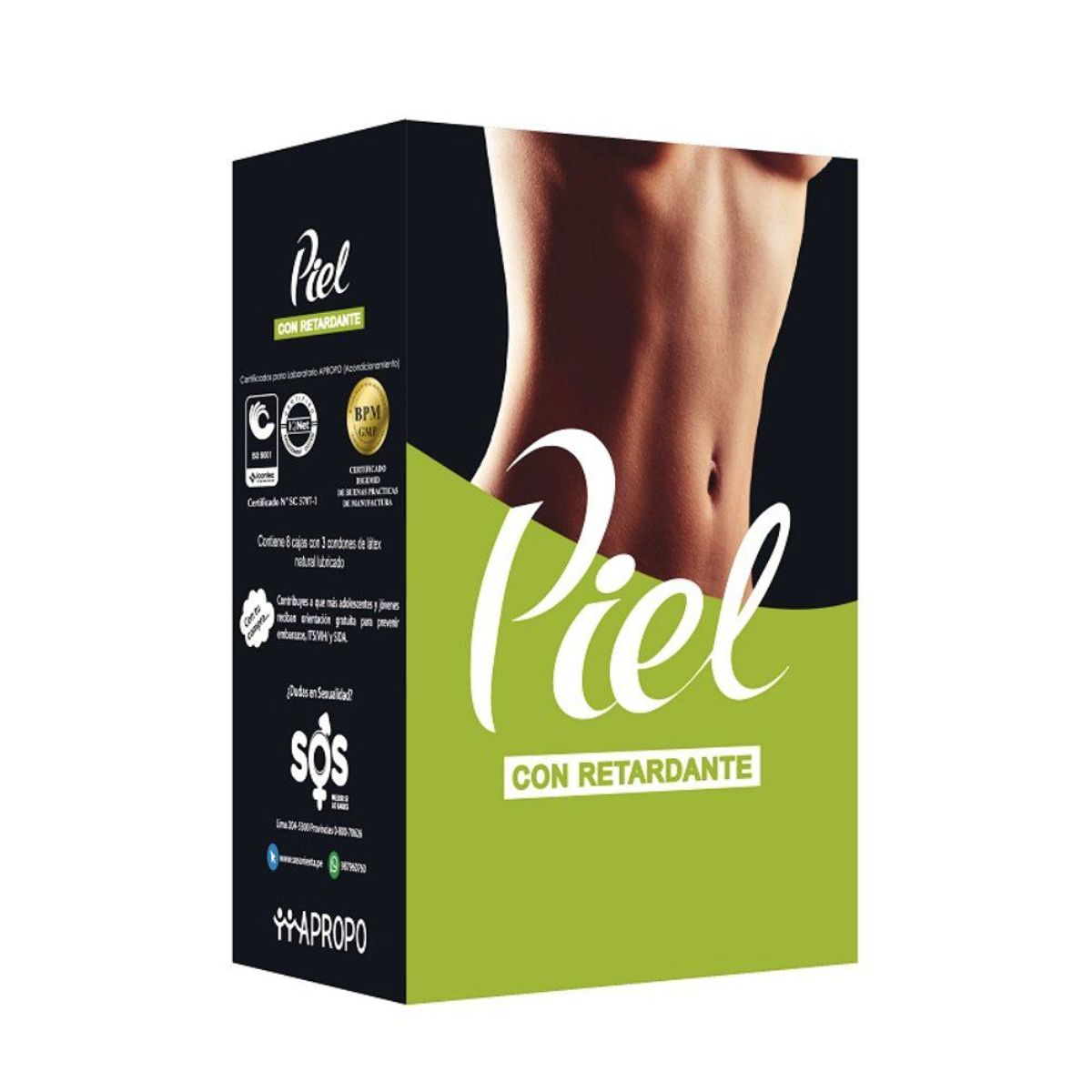 PIEL - Preservativos Piel con Retardante Display 8 Und