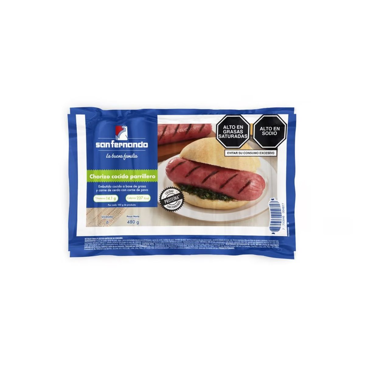 SAN FERNANDO - Chorizo Cocido Parrillero San Fernando Empaque 480 g