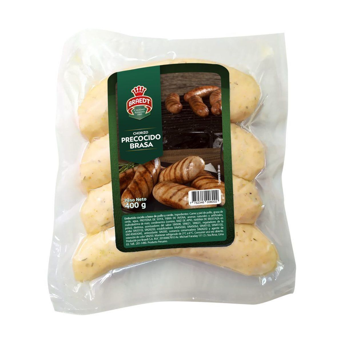 BRAEDT - Chorizo Precocido Brasa Empaque 400 g