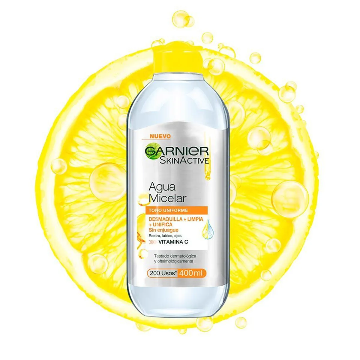GARNIER - Agua Micelar Garnier Skin Active Vitamina C Tono Uniforme Envase 400 mL