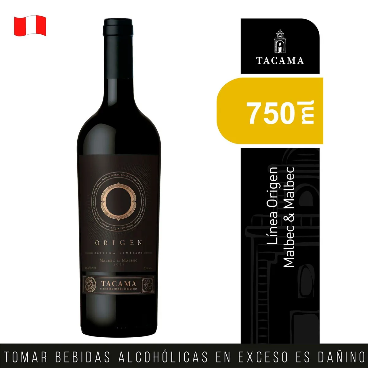 TACAMA - Vino Tinto Tacama Seco Malbec Botella 750 mL