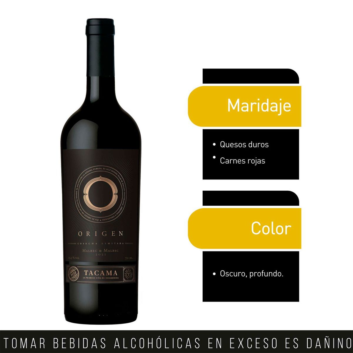 TACAMA - Vino Tinto Tacama Seco Malbec Botella 750 mL