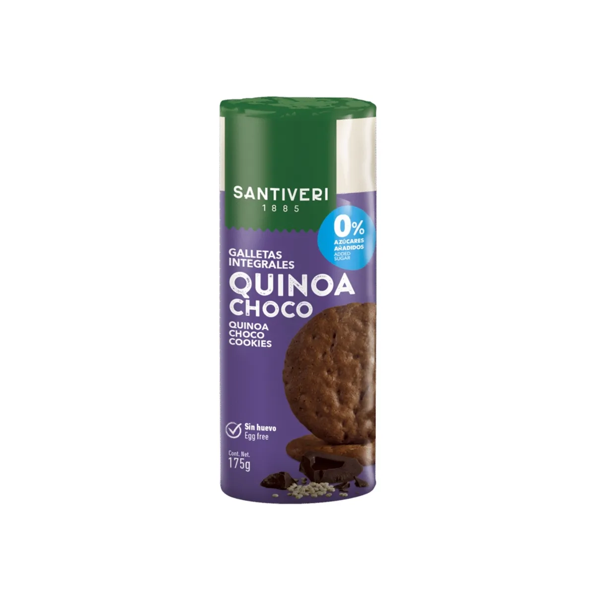 SANTIVERI - Galletas Santiveri Quinoa Chocolate 0% Azúcar Bolsa 175 g