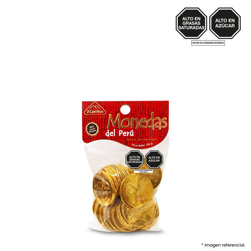 2 CERRITOS - Chocolate 2 Cerritos Monedas 45 % Cacao Bolsa 125 g
