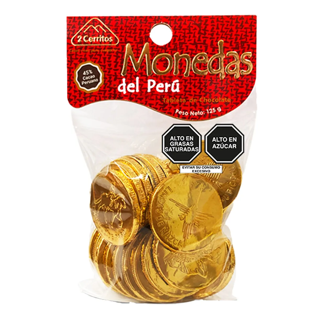 2 CERRITOS - Chocolate 2 Cerritos Monedas 45 % Cacao Bolsa 125 g